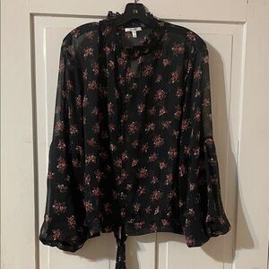 Maurices Black Floral Sheer Blouse